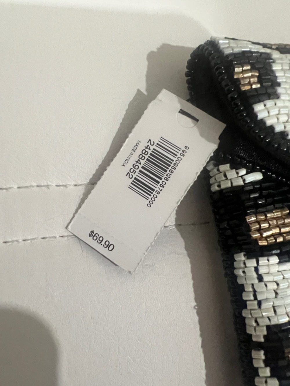 Express Beaded Leopard Envelope Clutch - Black, White & Gold NWT - Picture 5 of 10